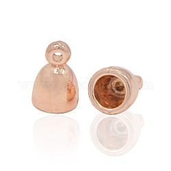 Lead Free & Nickel Free Rose Gold Plated Alloy Cord Ends, Long-Lasting Plated, 12x8mm, Hole: 1.5mm, 5.5mm inner diameter