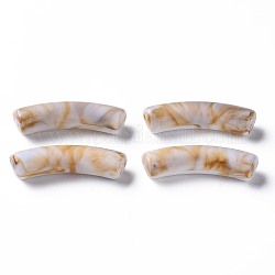 Perlas de acrílico de dos tonos, de piedras preciosas de imitación, tubo curvado, whitesmoke, 31x9.5x7.5mm, agujero: 1.8 mm