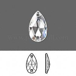 Österreichischen Kristall-Perlen, 3230, Kristall Leidenschaften, Folie zurück mit 2 Löcher nähen-auf Stein, facettiert, Birne, 001 _crystal, 18x10.5x4 mm, Bohrung: 3 mm