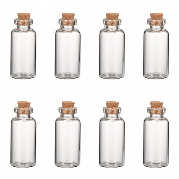 Glass Jar Bead Containers, with Cork Stopper, Wishing Bottle, Clear, 18x40mm