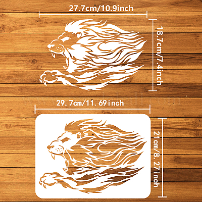 FINGERINSPIRE Tribal Lion Stencil for Painting 11.7x8.3inch Large Lion  Drawing Template Plastic PET Animal Theme Painting Stencil for DIY Crafts