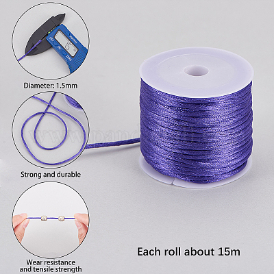 1.5mm Nylon Trim Silk Cord 6 Colors Satin Rattail Cord String Chinese  Knotting Cord Beading String for Braided Necklace Friendship Bracelet  Macramé