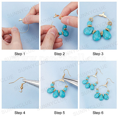 Wholesale SUNNYCLUE 1 Box DIY 10 Pairs Turquoise Beads Dangle