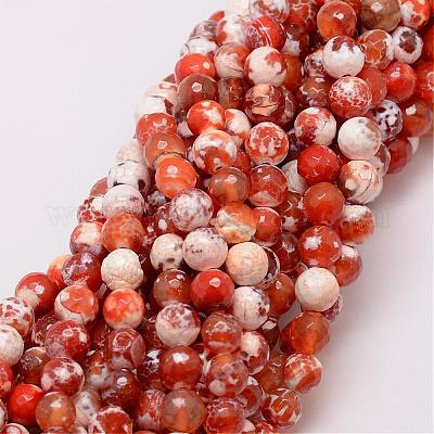 Brins de perles d'agate craquelée de feu naturel&nbsp;G-G882-8mm-B03-1