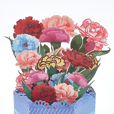 Flowers Bouquet Pop-up Cards 3d Paper Flowers Bouquet With Note Card And  Envelope 's Day Greeting C