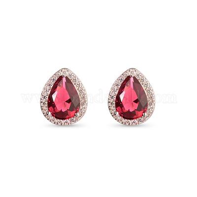 Wholesale TINYSAND 925 Sterling Silver Teardrop Ruby Stud Earring for ...