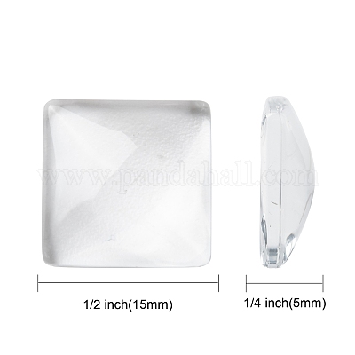 Transparentem Glas Quadrat Cabochon&nbsp;GGLA-S022-15mm-1