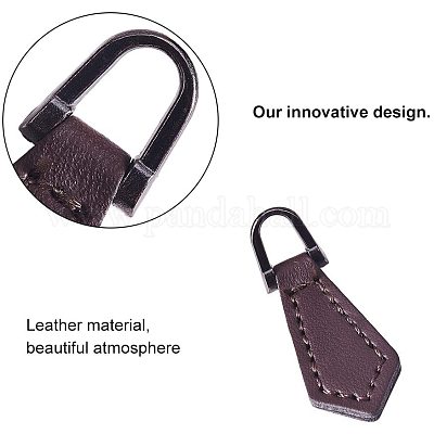 Leather Zip Puller Leaf Shape Leather Zipper Tags Fixer Pull Replacement Zipper Heads Leather Zip Pendant Puller for Luggage Handbags Bags, Trouser
