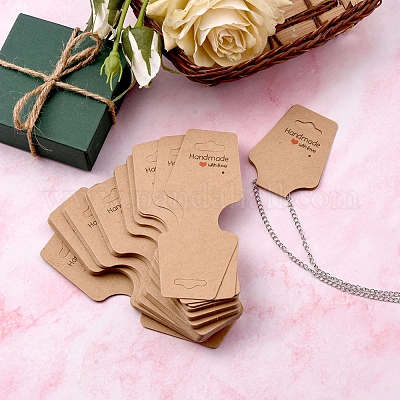 Wholesale Fold Over Kraft Paper Adhesive Jewelry Display Cards for Necklace  & Bracelet Display 