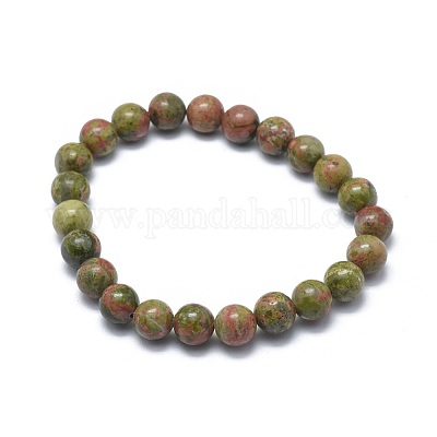 Pulseras del grano del estiramiento unakite naturales&nbsp;BJEW-K212-C-006-1