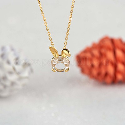 Collana Coniglietto Con Cristalli E Ciondolo Animale, Lunga Catena Argento Per Donne E Ragazze - 3