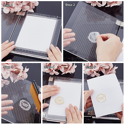 Beebeecraft Pandahall Elite Stamp Platform Tool 5.9x7.7 Acrylic Stamp  Block Positioning Stamping with Grid Lines for Accurate Craft Stamping Card