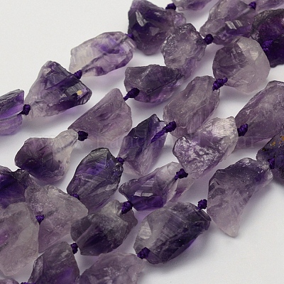 Grobe rohe natürliche Amethyst Perlen Stränge&nbsp;G-K202-23-1