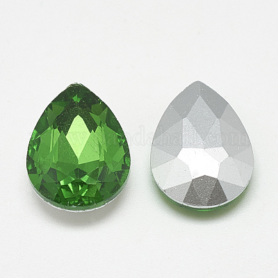 Cabochons en verre avec strass de dos avec point&nbsp;RGLA-T081-18x25mm-20-1