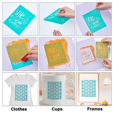 2 Pcs Self-Adhesive Silk Screen Printing Stencil Diamond Pattern