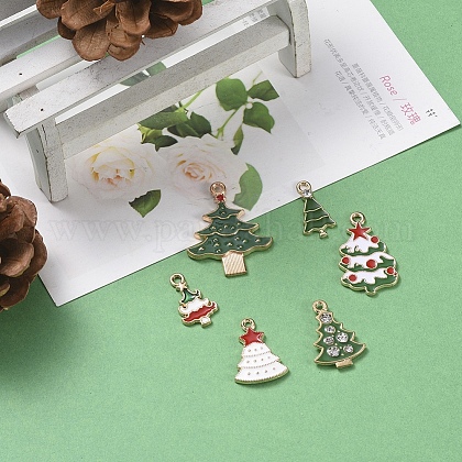 クリスマステーマ 合金エナメルチャーム クリスマスツリー ライトゴールド ミックスカラー 12個 セットの通販 Jp Pandahall Com