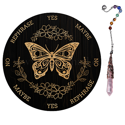 AHANDMAKER Butterfly Flower Pendulum Board DIY-GA0003-53G-1