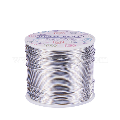 BENECREAT 17 Gauge(1.2mm) Aluminum Wire 380FT(116m) Anodized Jewelry Craft Making Beading Floral Colored Aluminum Craft Wire - Silver AW-BC0001-1.2mm-02-1