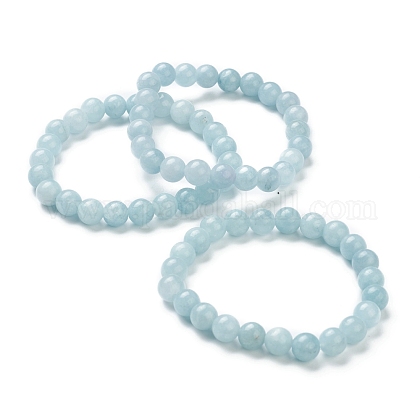 Dyed Natural Jade Beaded Stretch Bracelets BJEW-A117-C-13-1