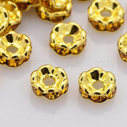 Brass Rhinestone Spacer Beads RB-A014-L6mm-17G-NF-1