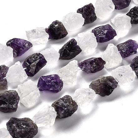 Grobe rohe natürliche Quarzkristall- und Amethystperlenstränge G-J388-05-1