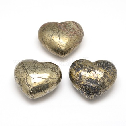 Natural Pyrite Heart Palm Stone X-G-I125-49-1