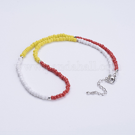 Glass Seed Beaded Necklaces NJEW-JN02068-01-1