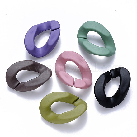 Opaque Spray Painted Acrylic Linking Rings OACR-S036-001B-I-1-1