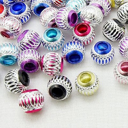 Mixed Color Lantern Aluminium Round Beads Fit Charm Bracelets X-ALUM-AR10mm-1