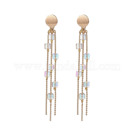 Boucles d'oreilles pendantes en cristal k9 avec cube de verre et perles EJEW-TA00201-1