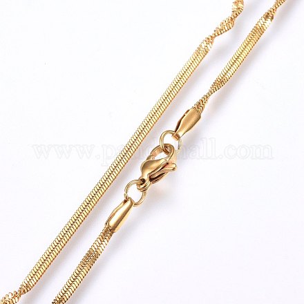 304 Stainless Steel Herringbone Chain Necklaces MAK-L015-12G-1