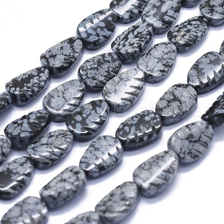 Chapelets de perles de flocon de neige en obsidienne naturelle G-K293-A05-A-1