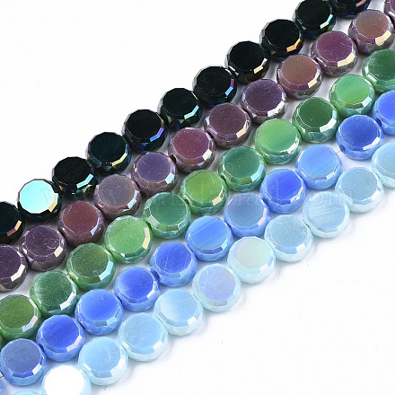 Electroplate Opaque Solid Color Glass Beads Strands EGLA-T020-07-1