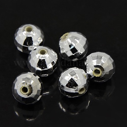 Facettiert rund vernickelt Acryl-Perlen PACR-L001-12mm-S-1