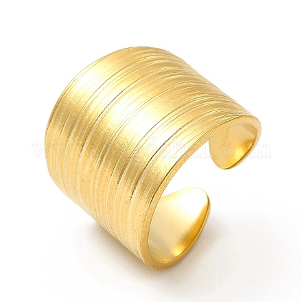 Chapado en iones (ip) 304 anillo de puño abierto texturizado de acero inoxidable para mujer RJEW-E070-01G-1