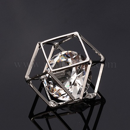 Hexagonaux verre en laiton pendentifs en strass RGLA-N001-04P-B-1