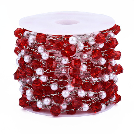 Glas facettierte runde Perlenketten aus ABS-Kunststoff CHS-N003-09B-1
