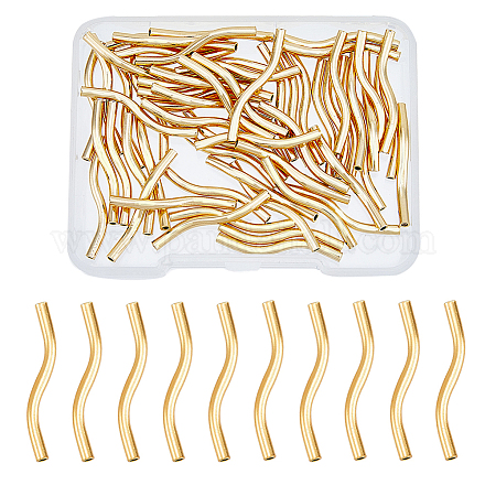 DICOSMETIC 60Pcs Noodle Tube Spacer Beads Brass Twist Long Tube Beads Curved Tube Beads 18K Gold Plated Bar Column Beads for Bracelet Necklace DIY Jewelry Makings KK-DC0001-73-1