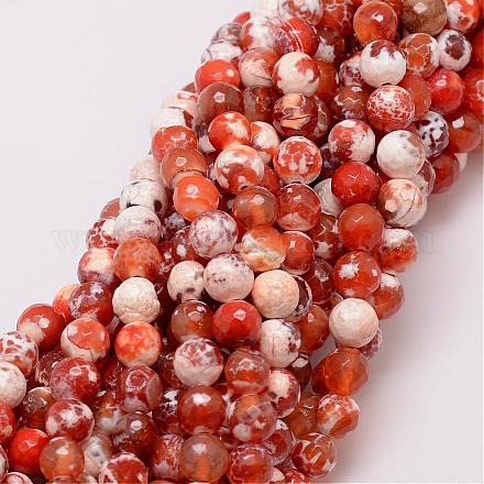 Brins de perles d'agate craquelée de feu naturel G-G882-8mm-B03-1