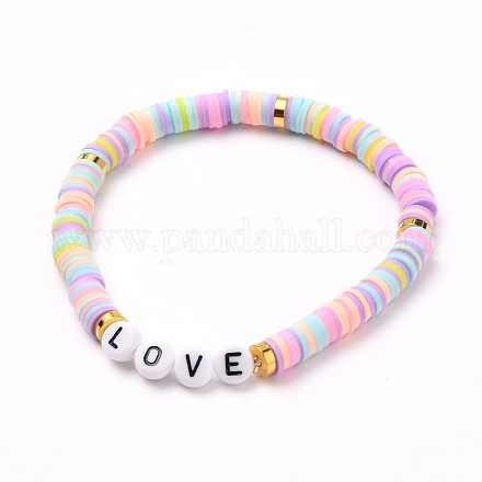 Polymer Ton Heishi Perlen Stretch Armbänder BJEW-JB05710-02-1