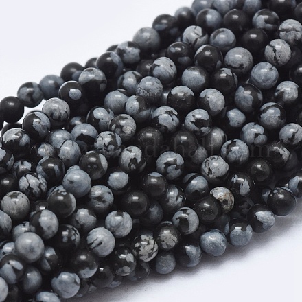 Chapelets de perles de flocon de neige en obsidienne naturelle G-A177-04-21-1