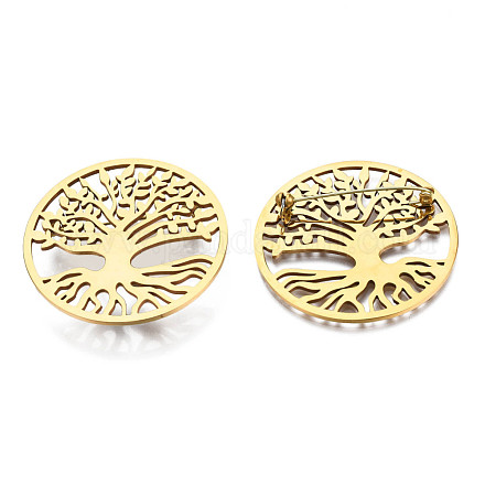 201 Stainless Steel Tree of Life Lapel Pin JEWB-N007-128G-1