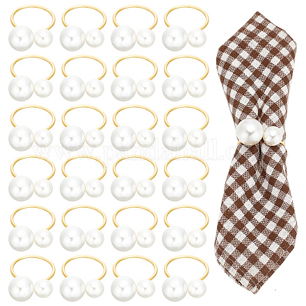 Craspire 24 pcs ronds de serviette en perles boucles de serviette de table réglables pour un dîner formel et décontracté AJEW-WH0001-45G-1