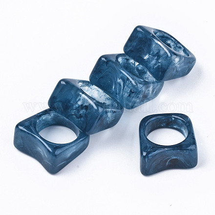 樹脂フィンガー指輪  天然石風  マリンブルー  usサイズ6 3/4(17.1mm) X-RJEW-N033-010-B04-1