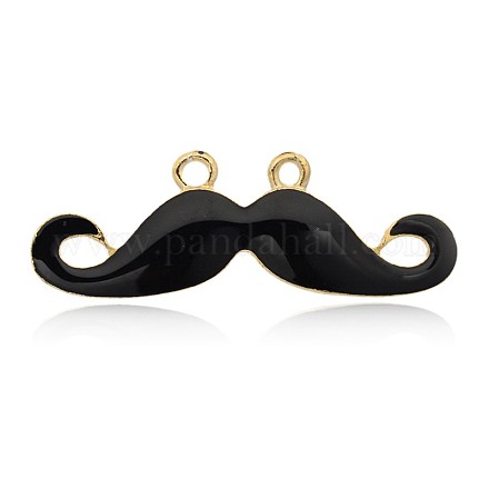 Mustache Golden Plated Alloy Enamel Pendant Links ENAM-J588-01G-1