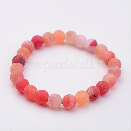 Bracelets de perles extensibles en agate patinée naturelle (teintée) BJEW-JB02513-01-1