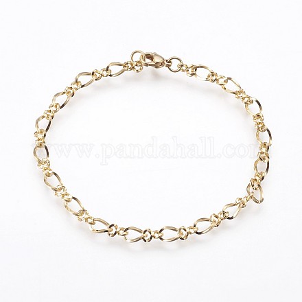 Ion Plating(IP) 304 Stainless Steel Figaro Chain Bracelets BJEW-P236-23G-1