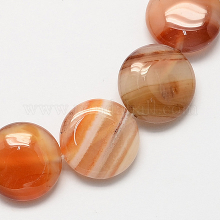 Piedras preciosas abalorios plana redonda de piedra de ágata roja naturales hebras X-G-S110-03-1