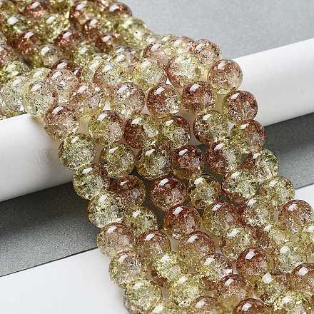 Spray Painted Crackle Glass Beads Strands X-CCG-Q002-10mm-05-1