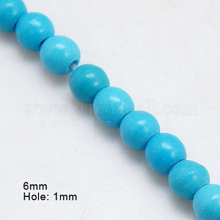 Kunsttürkisfarbenen Perlen Stränge TURQ-H067-6MM-01-1